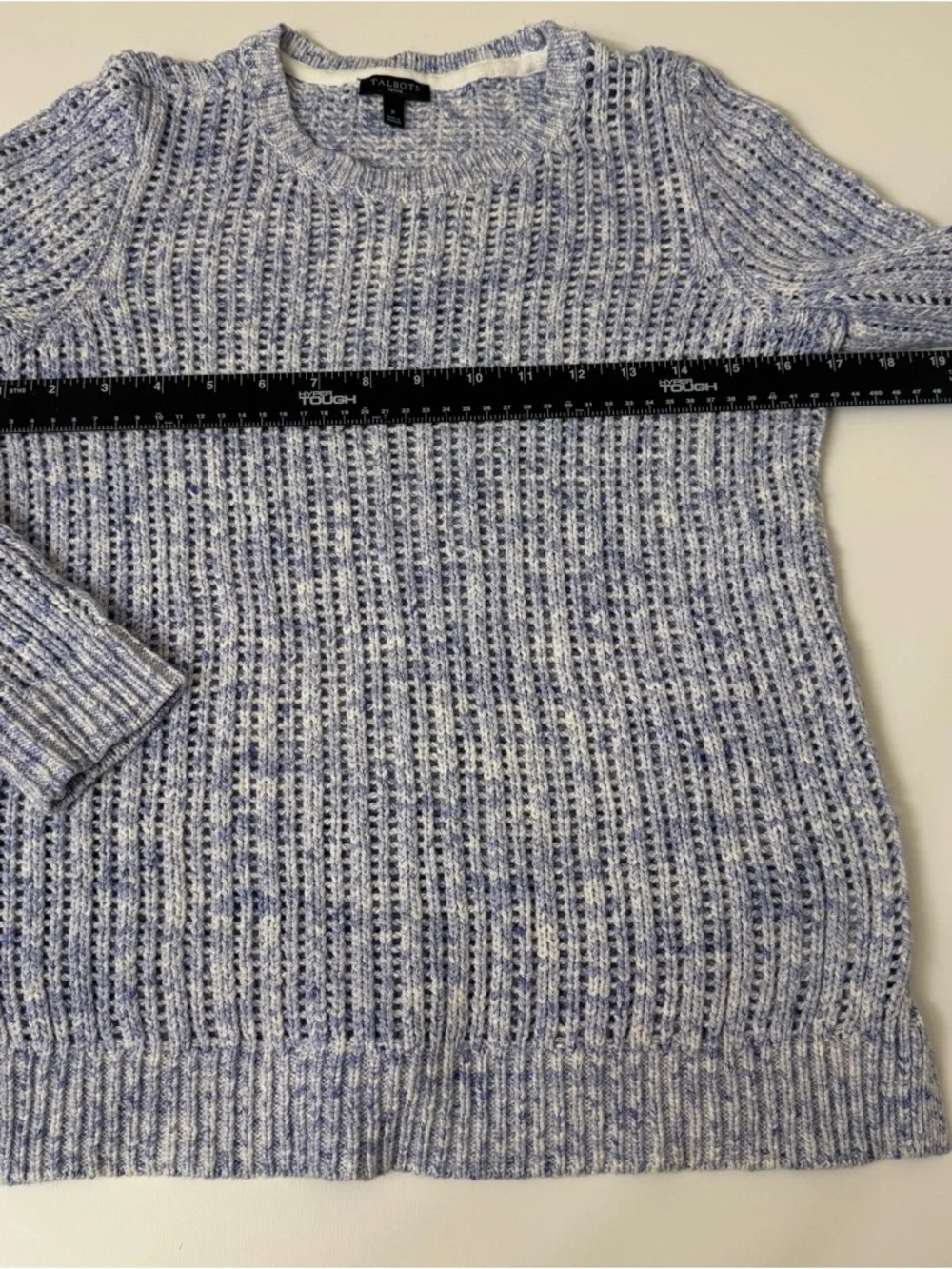 Talbots Light Blue Marled Crewneck Sweater Size P - Picture 5 of 6
